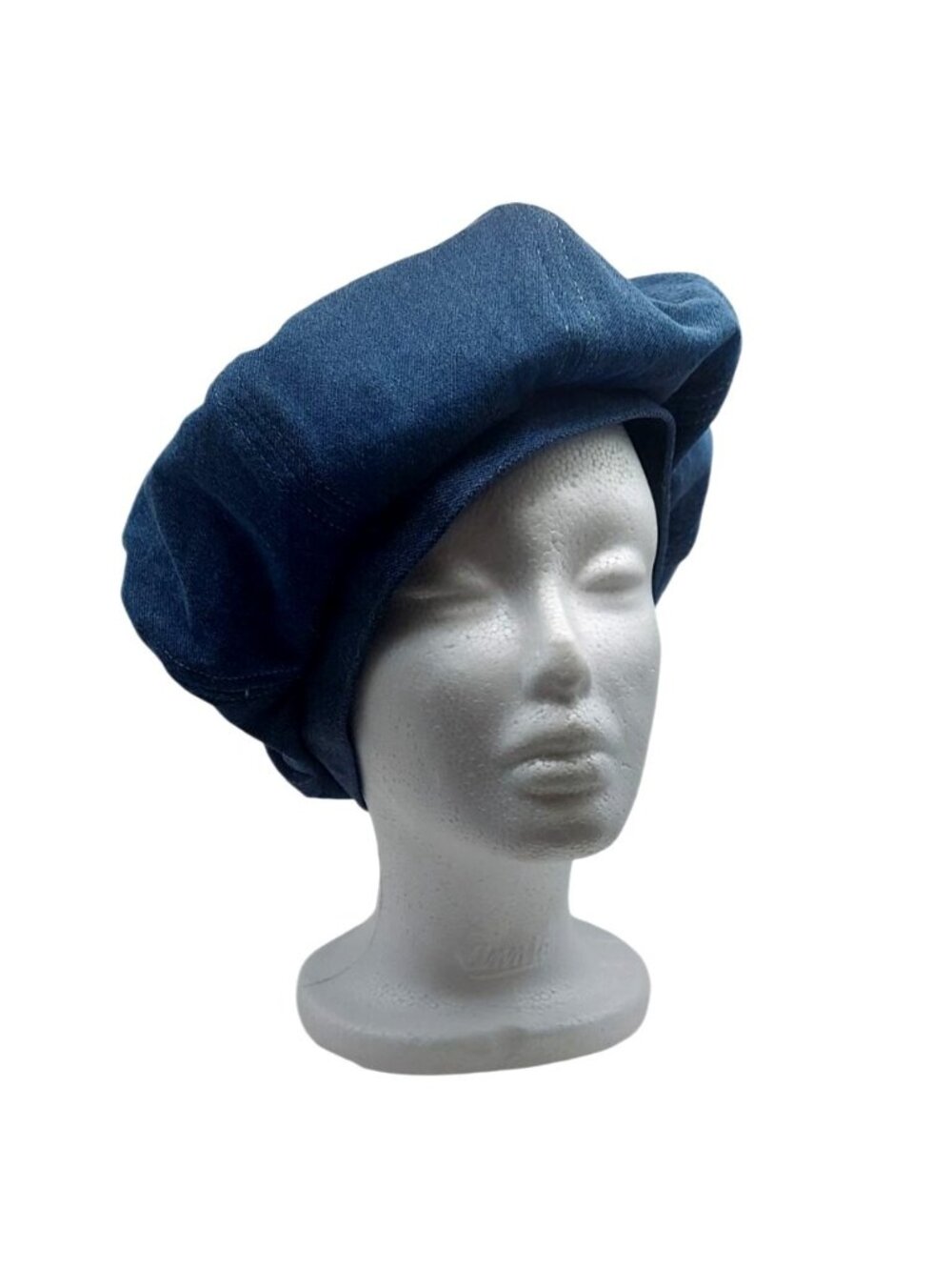 Womens Denim Beret Cap Hat Adjustable Blue Retro 70s Casual Chic Hippie Bohemian